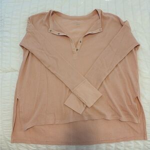 Aerie Blush Waffle Knit Long Sleeve Henley